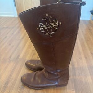 Tory Burch Chestnut Leather Knee-High Boots